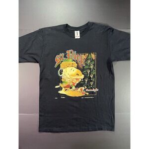 Vintage Snoopy Peanuts St Nick Christmas Graphic Tshirt Men's Large Black‎
